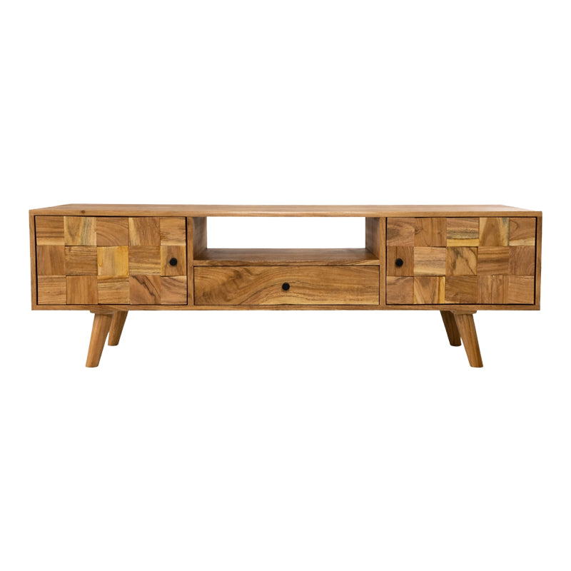 Тв шкаф FIRPO масивна акациева дървесина в естествен цвят 130x35x45см