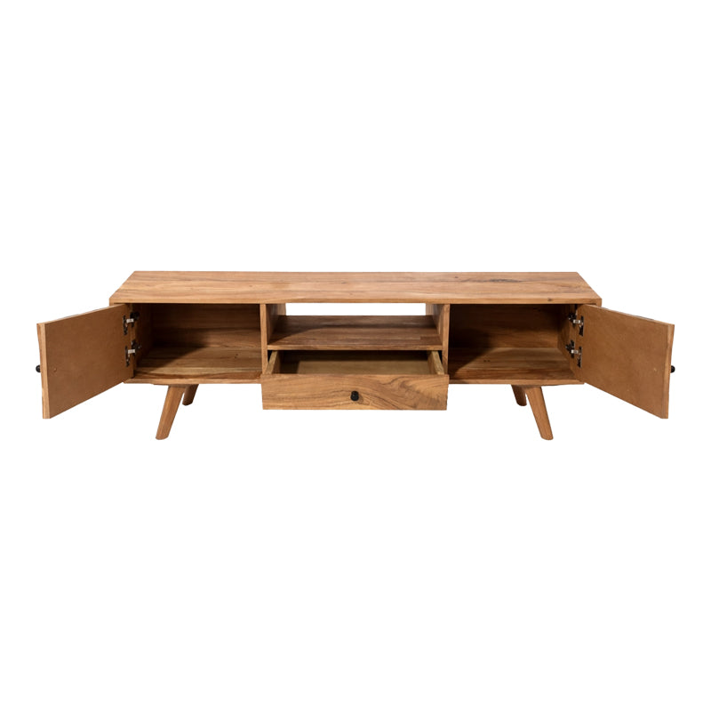 Тв шкаф FIRPO масивна акациева дървесина в естествен цвят 130x35x45см
