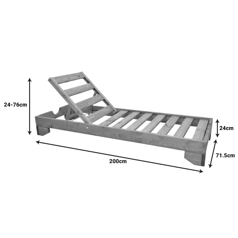 Шезлонг Fendy  естествен цвят 71.5x200x24см