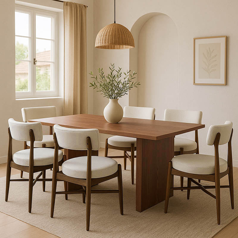 Комплект трапезна маса Eleganza-Raudi комплект от 7 части мдф в нюанс орех 180x99x75.8см