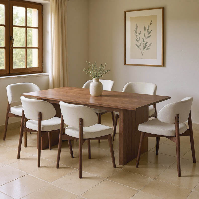 Комплект ELEGANZA -SIENA от 7 части трапезна маса  мдф в нюанс орех 180x99x75.8см