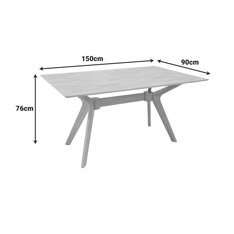Маса  RAFFLES  от каучуково дърво с mdf в естествен цвят 150x90x76см