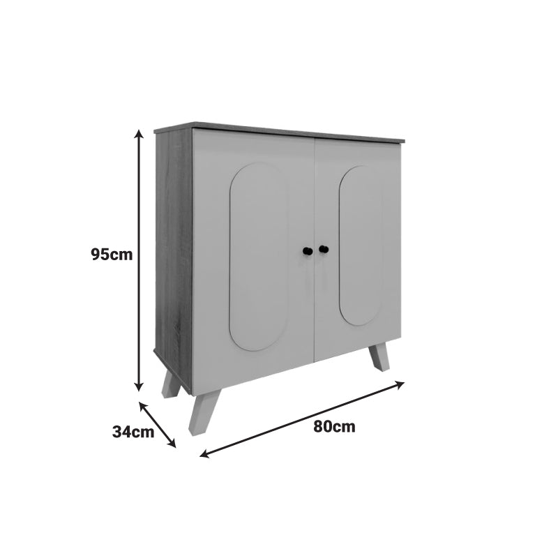 Шкаф за обувки Cathi в нюанс дъб-антрацит 80x34x95см