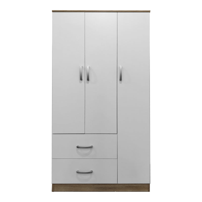Трикрилен гардероб с 2 чекмеджета ATHOS  в цвят sonoma-white 90x42x180см