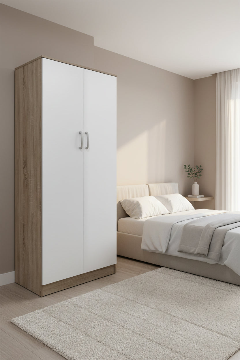 Двукрилен гардероб ATHOS  в цвят sonoma-white 80x42x180см