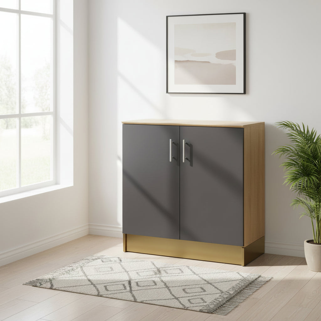 Шкаф за обувки за 6 чифта обувки Souken в цвят sonoma-тъмносив 60x40x80см