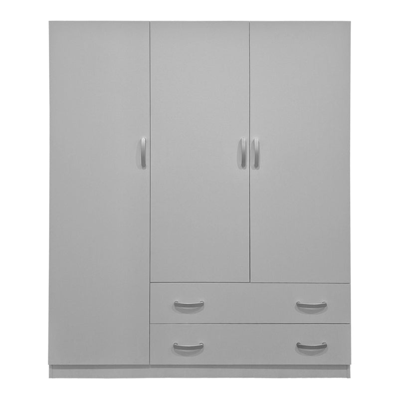 Трикрилен гардероб с 2 чекмеджета ALVIA  бял 150x51x180см