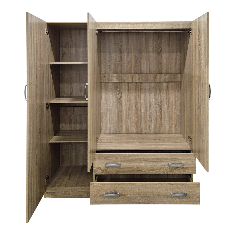 Трикрилен гардероб с 2 чекмеджета ALVIA сонома 150x51x180см