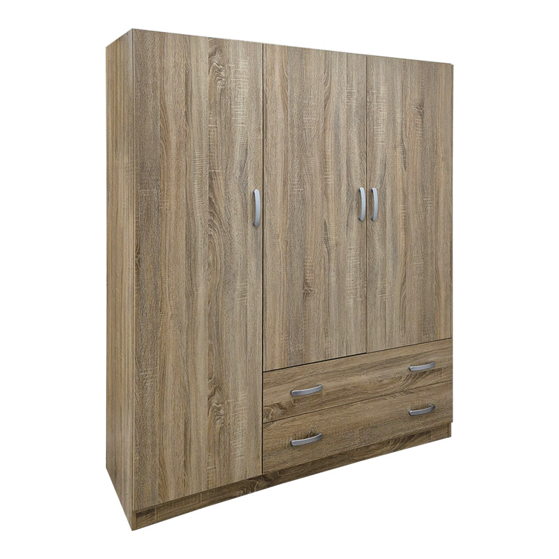 Трикрилен гардероб с 2 чекмеджета ALVIA сонома 150x51x180см