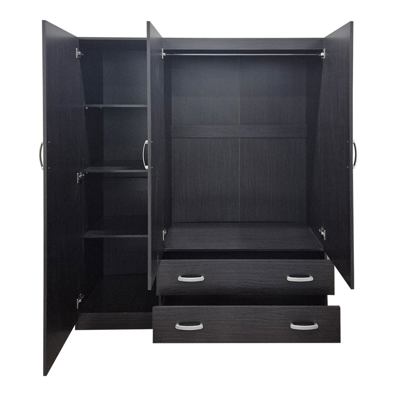 Трикрилен гардероб с 2 чекмеджета ALVIA венге 150x51x180см