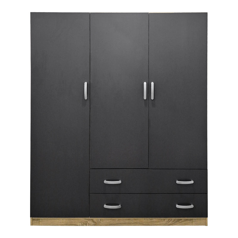 Трикрилен гардероб с 2 чекмеджета ALVIA сонома-антрацит 150x51x180см