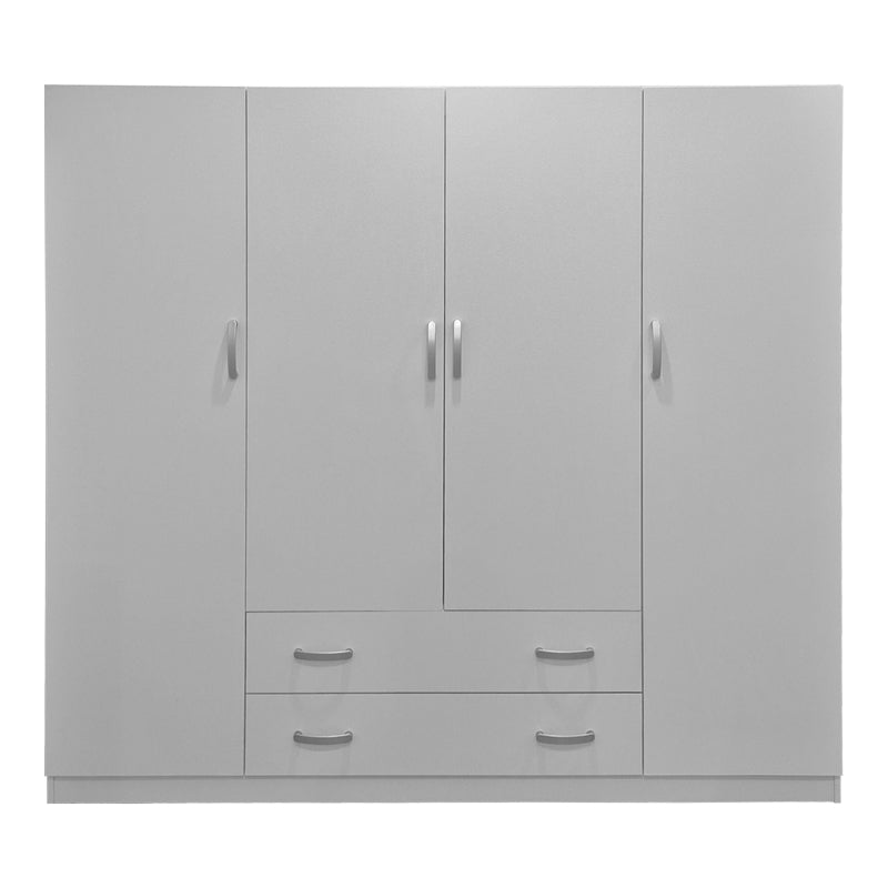 Гардероб с четири крила с 2 чекмеджета ALVIA бял 200x51x180см