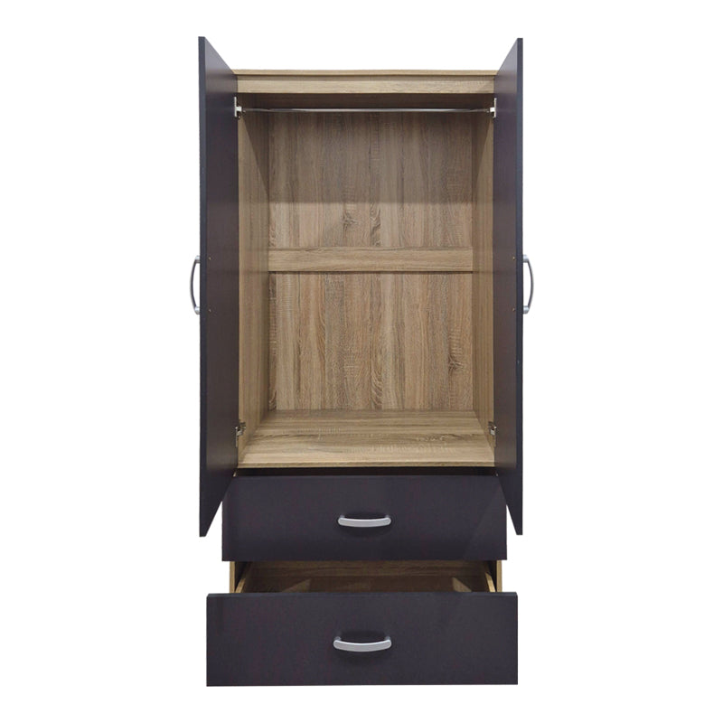 Двукрилен гардероб с 2 чекмеджета ALVIA сонома-антрацит 80x51.5x180см