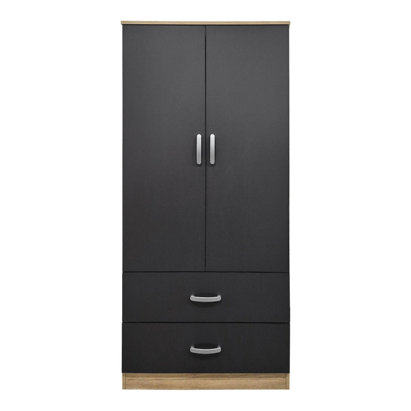 Двукрилен гардероб с 2 чекмеджета ALVIA сонома-антрацит 80x51.5x180см
