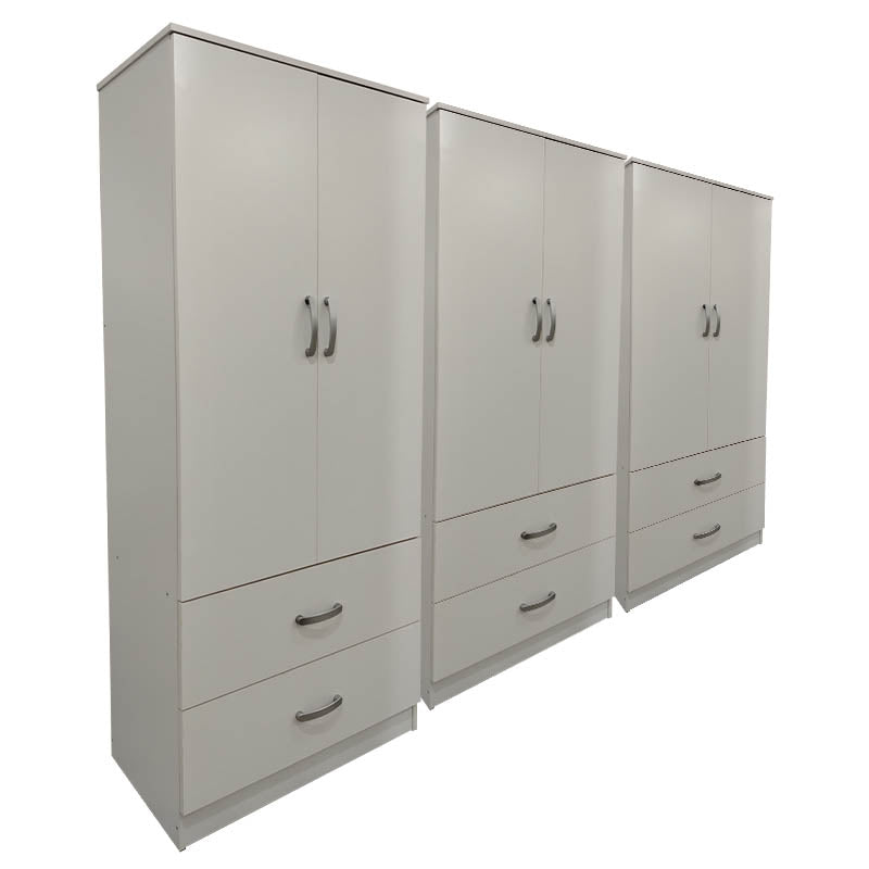 Шестокрилен гардероб с чекмеджета lego бял 240x42x180см