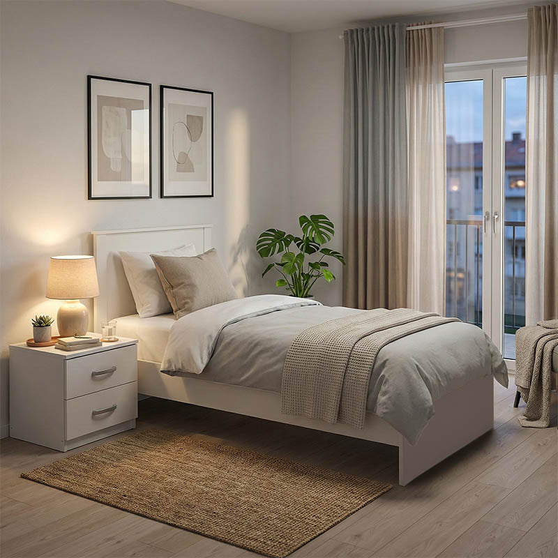 Спален комплект Athos бял с легло 90x190 см, комплект от 2 части