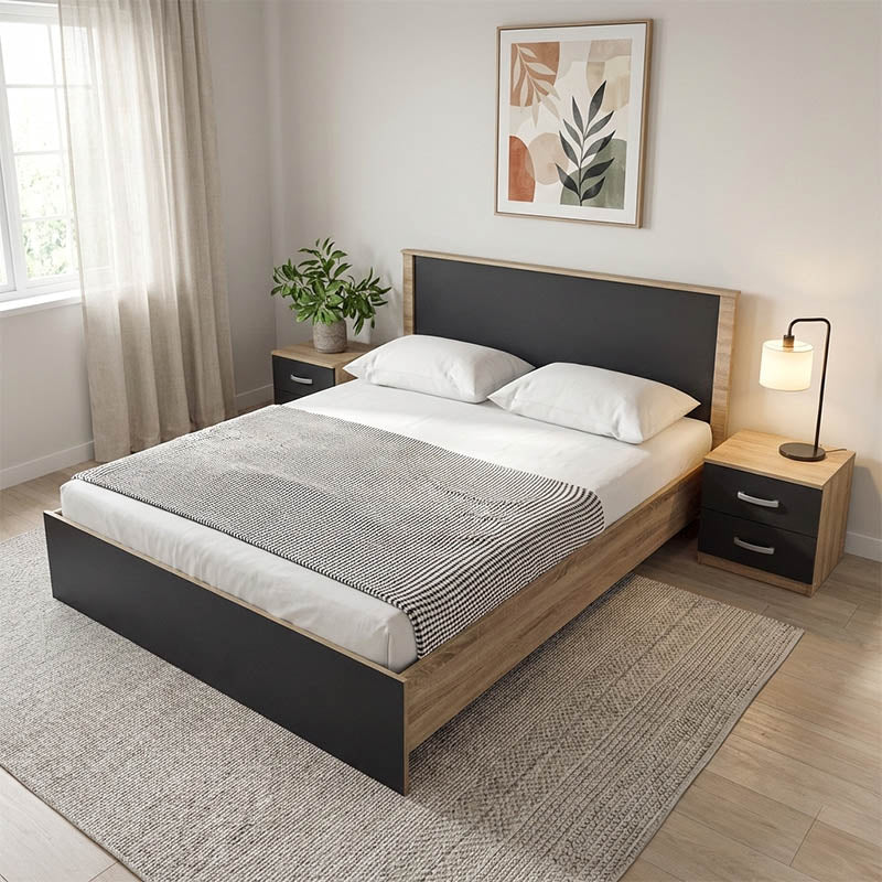 Комплект за спалня Athos Sonoma Charcoal с легло 160x200 см, 3 части