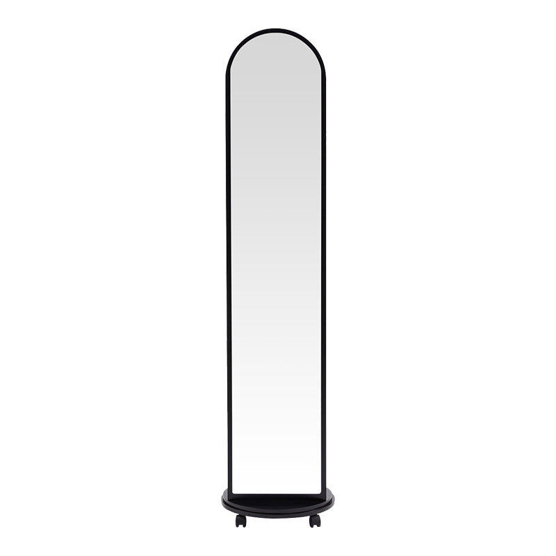 Mдф огледало на колелца Espero  с рафтове в черен абажур d34x170см