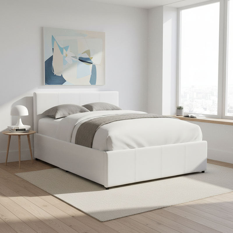 Легло Dellia с място за съхранение pu бяло 120x200см