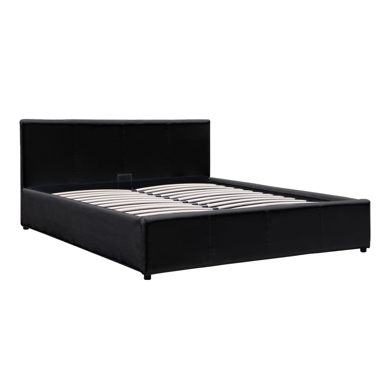 Легло DELLIA 150x200 см с Място за Съхранение - Черна PU Кожа