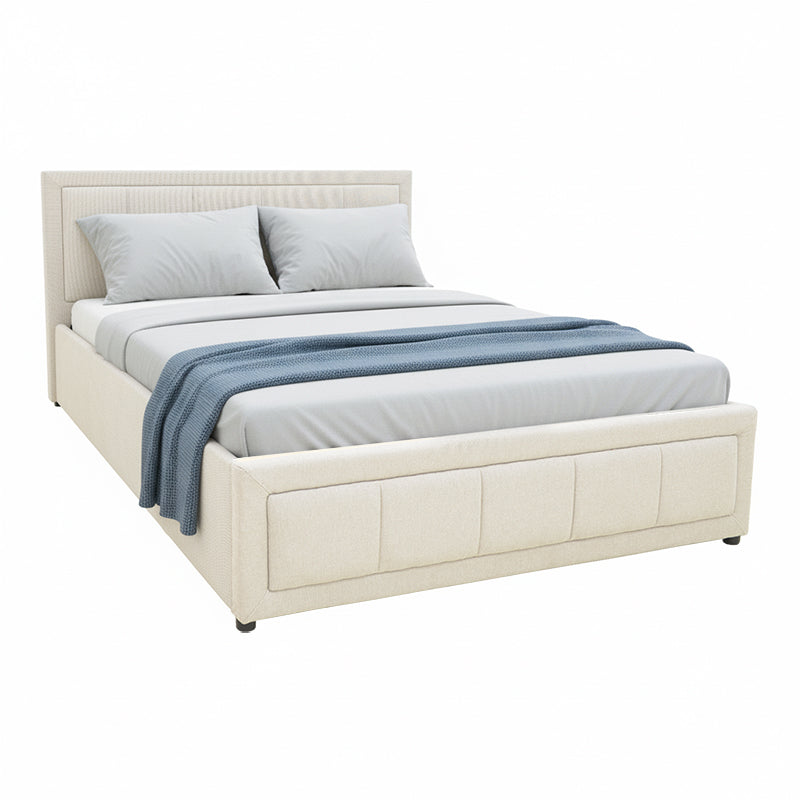 Легло Huga с място за съхранение, бежов плат 120x200см