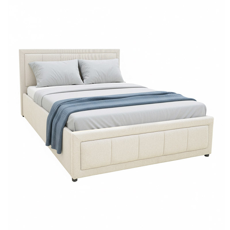 Легло Huga с място за съхранение, бежов плат 120x200см