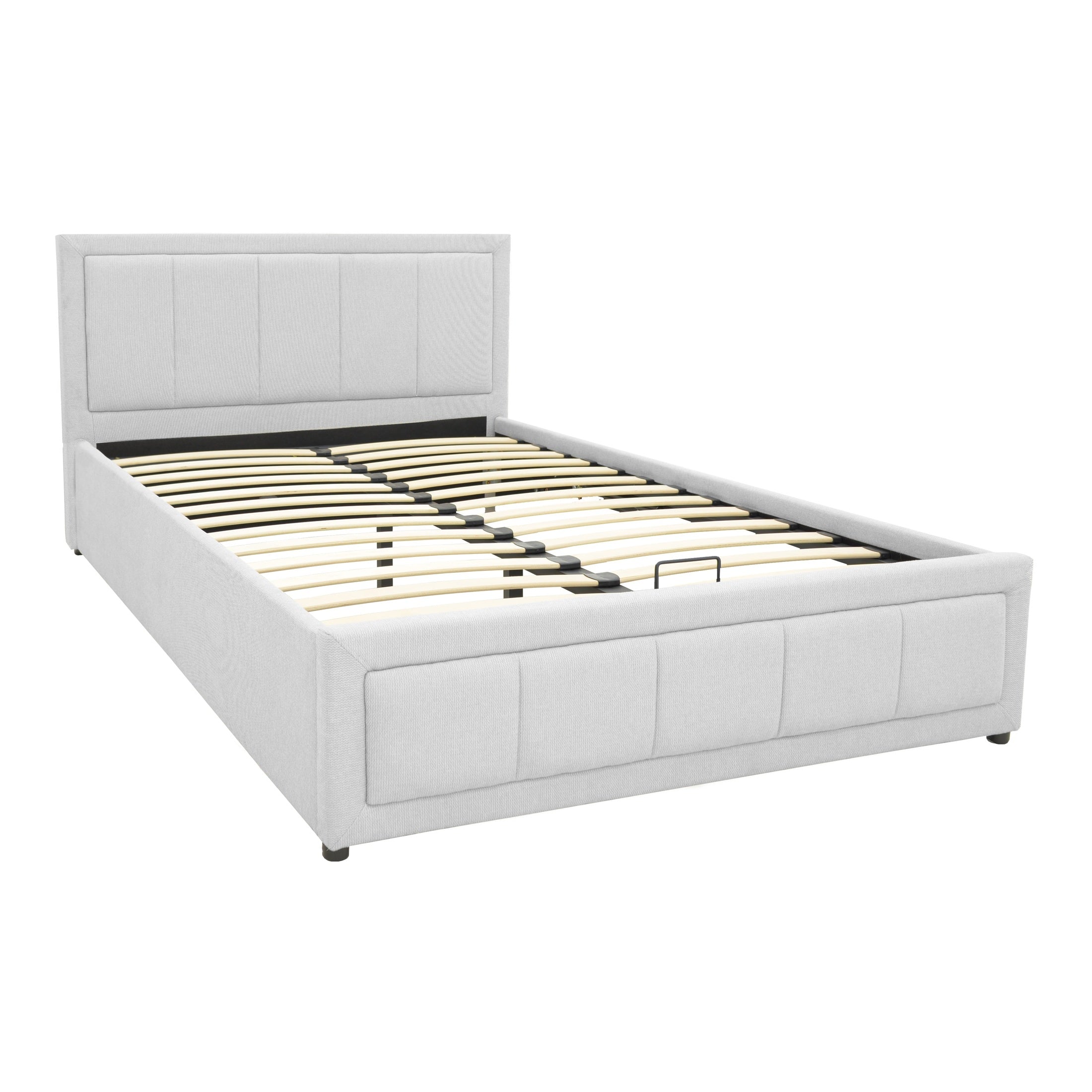 Легло Huga с място за съхранение, сив плат 120x200см