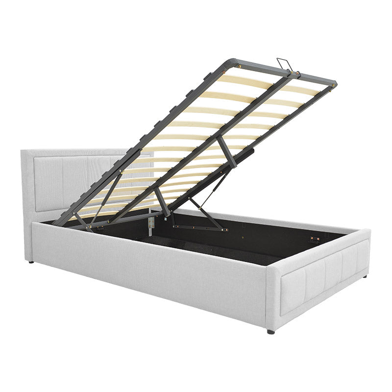 Легло Huga с място за съхранение, сив плат 120x200см