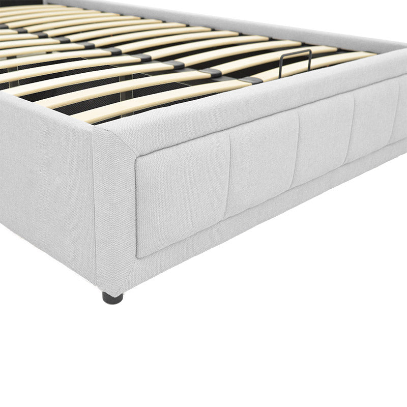 Легло Huga с място за съхранение, сив плат 120x200см