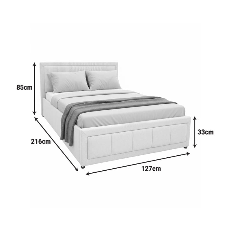 Легло Huga с място за съхранение, сив плат 120x200см