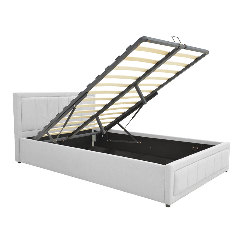 Легло huga с място за съхранение, плат сив 160x200 см