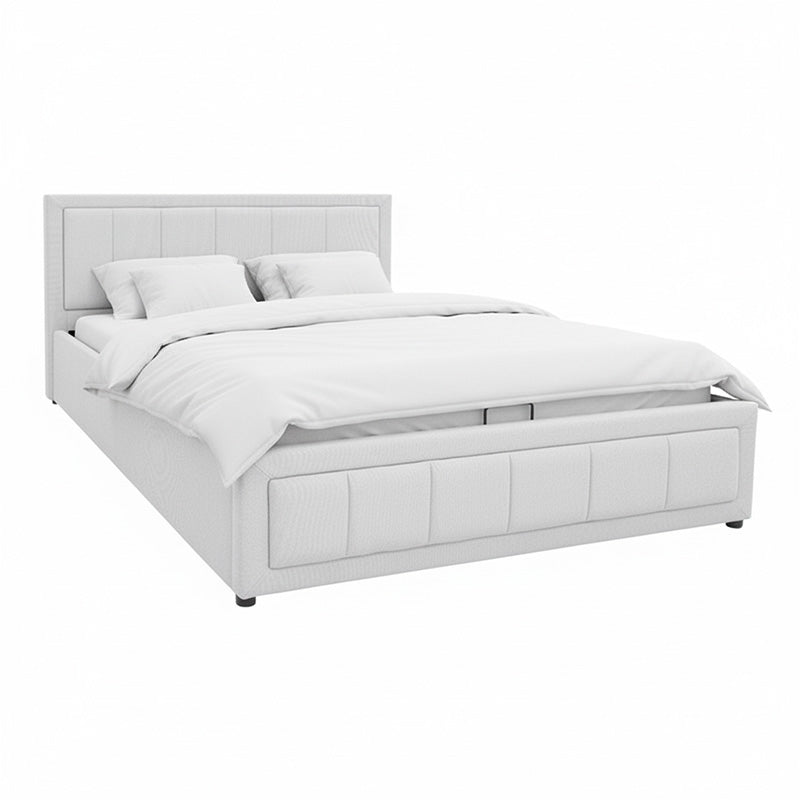 Легло huga с място за съхранение, плат сив 160x200 см