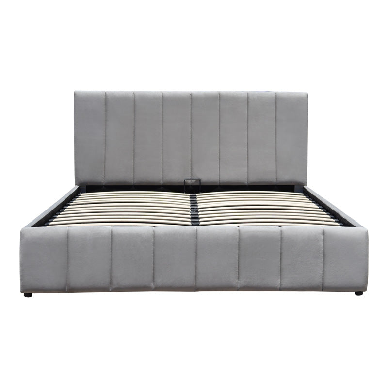 Легло Snuggle с място за съхранение, кадифе, сиво 160x200см