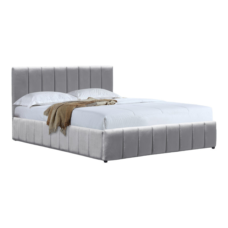 Легло SNUGGLE с място за съхранение, кадифе, сиво 160x200см