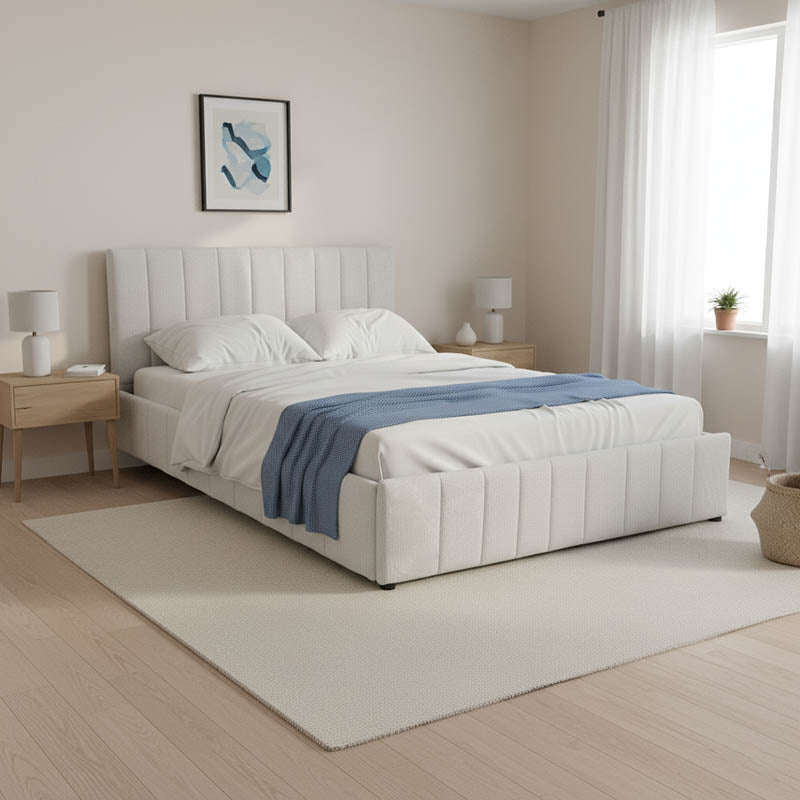 Легло Snuggle с място за съхранение, сив плат 160x200см