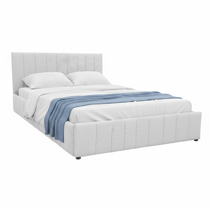 Легло Snuggle с място за съхранение, сив плат 160x200см