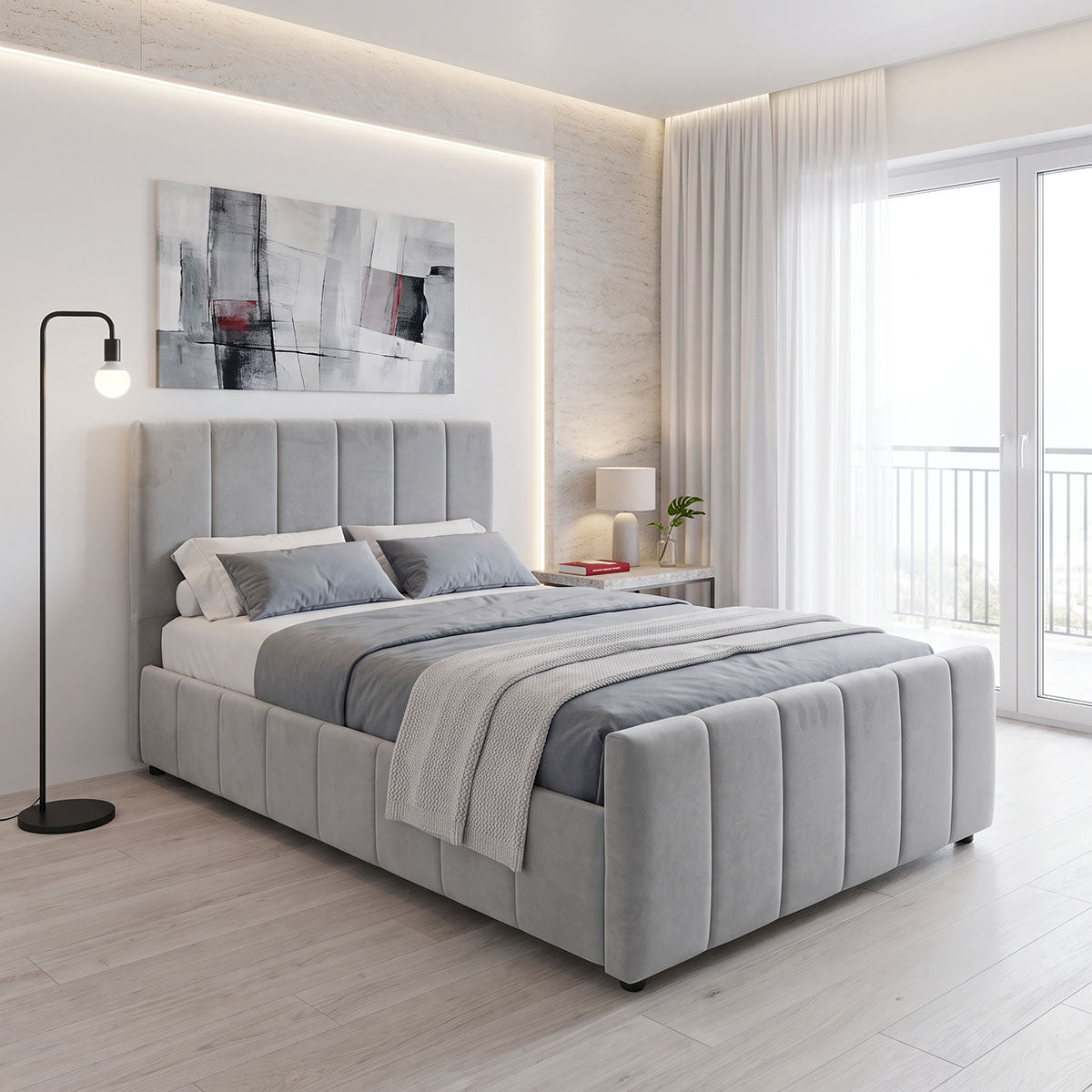 Единично легло doulia антрацит кадифе 100x200см