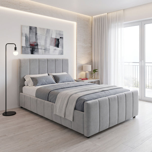 Единично легло DOULIA антрацит кадифе 100x200см