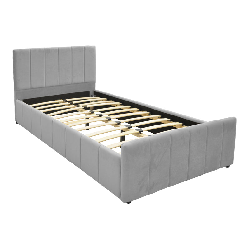 Единично легло doulia антрацит кадифе 100x200см