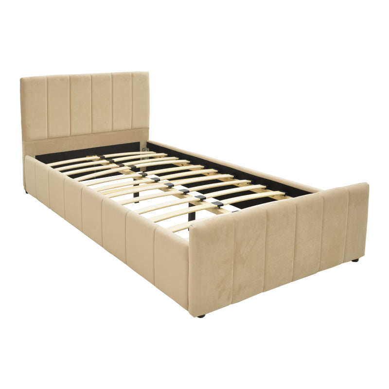 Единично легло doulia бежово кадифе 100x200см