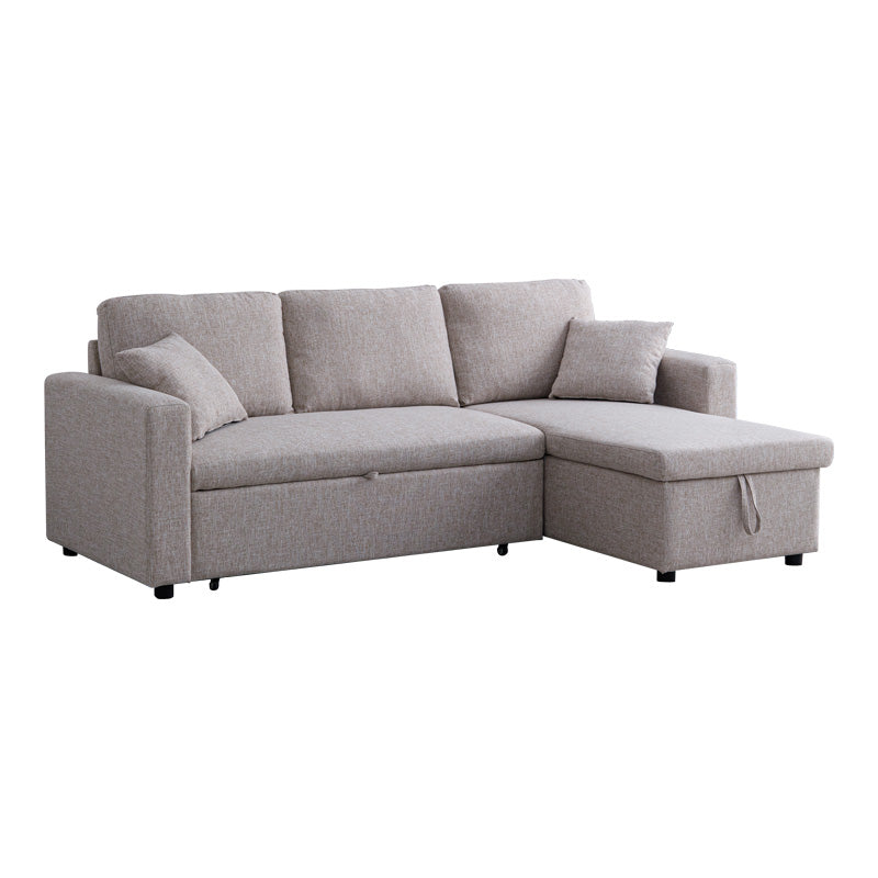 Ъглов двустранен диван Kamore с място за съхранение бежов плат 223x146x85cm