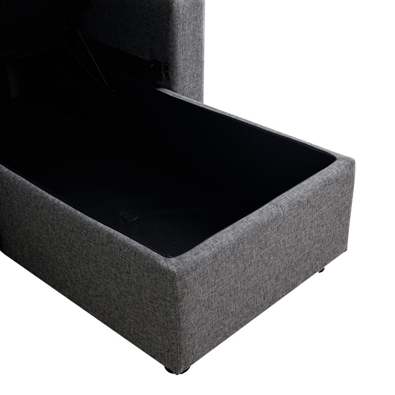 Ъглов двустранен диван Kamore с място за съхранение антрацит плат 223x146x85cm