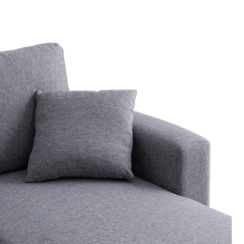 Ъглов двустранен диван Kamore с място за съхранение сив плат 223x146x85cm