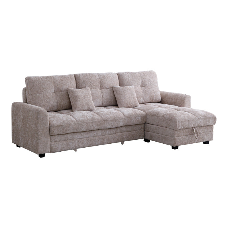 Ъглов двустранен диван Comfie с място за съхранение бежов плат 267x159x97cm