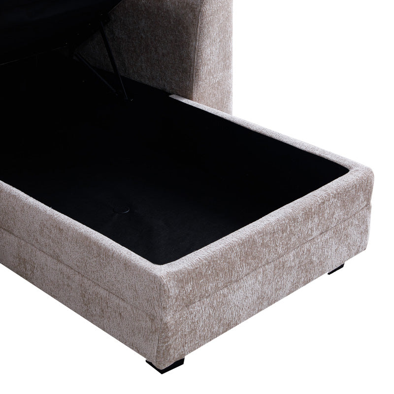 Ъглов двустранен диван Comfie с място за съхранение бежов плат 267x159x97cm