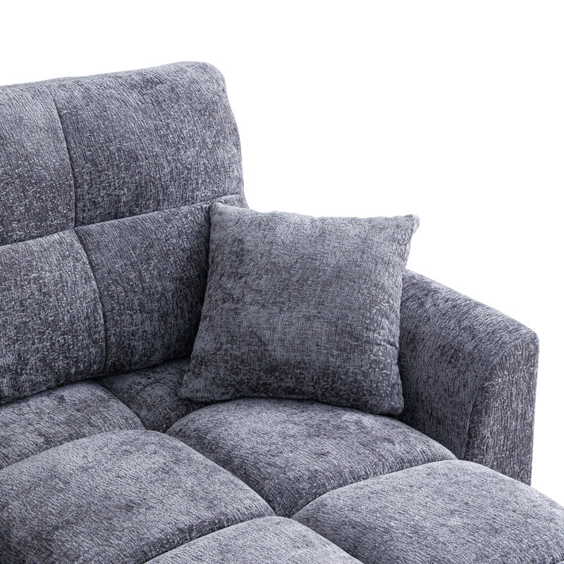 Ъглов двустранен диван Comfie с място за съхранение тъмносив плат 267x159x97cm