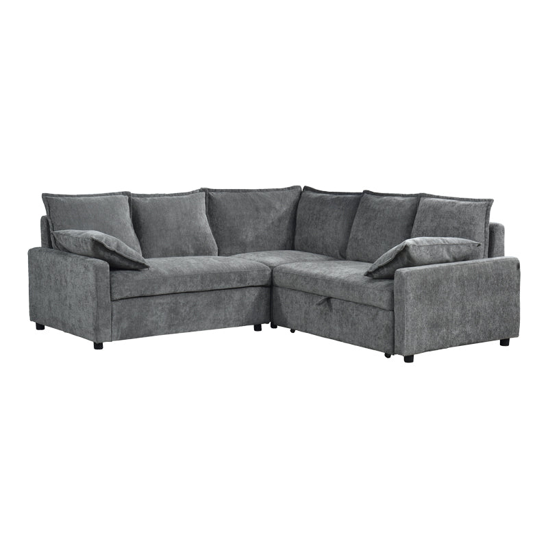 Ъглов разтегателен диван LOUNVINO антрацит плат 215x215x84см