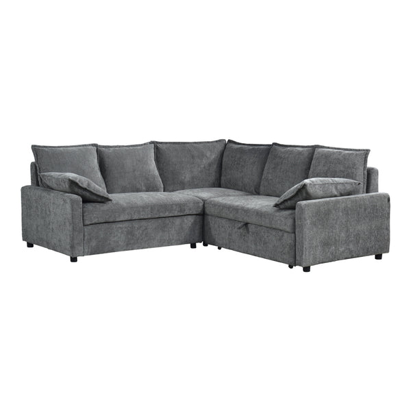 Ъглов разтегателен диван LOUNVINO антрацит плат 215x215x84см