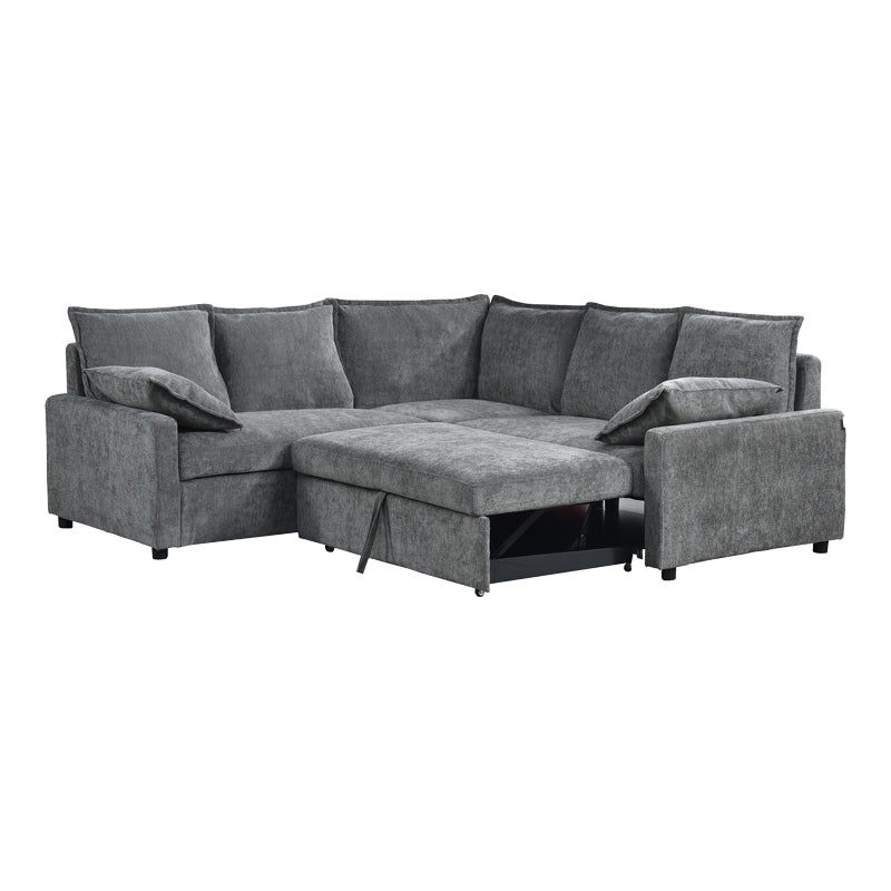 Ъглов разтегателен диван LOUNVINO антрацит плат 215x215x84см