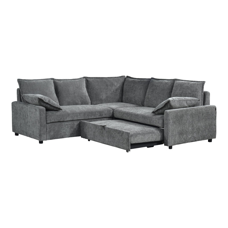 Ъглов разтегателен диван LOUNVINO антрацит плат 215x215x84см